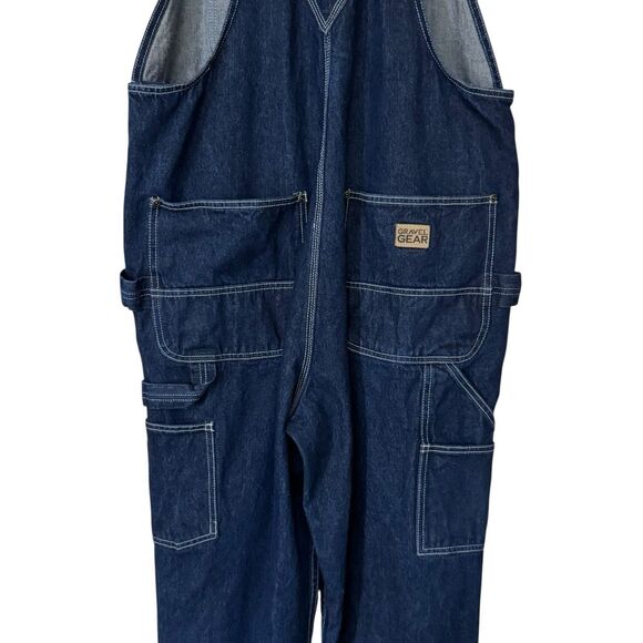 Gravel Gear Mens Size 38x32 Blue Denim Bib Overalls Carpenter Workwear Cotton - Picture 11 of 16
